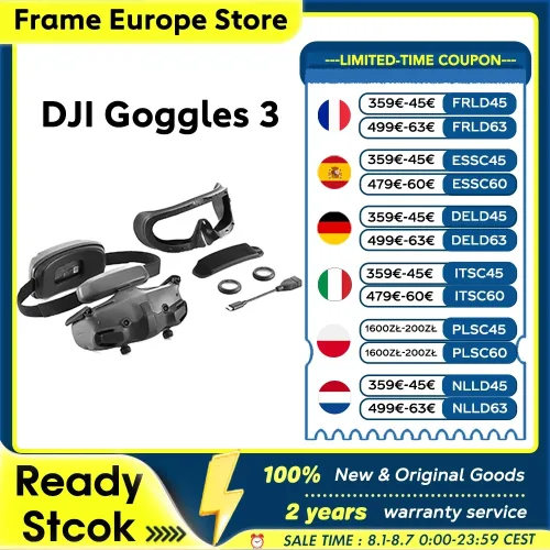 DJI, DJI Goggles 3 FPV-Brille mit Micro-OLED-Bildschirmen für Immersives Flugerlebnis, O4 HD-Videoübertragung, Kabellos, DJI Neu Original