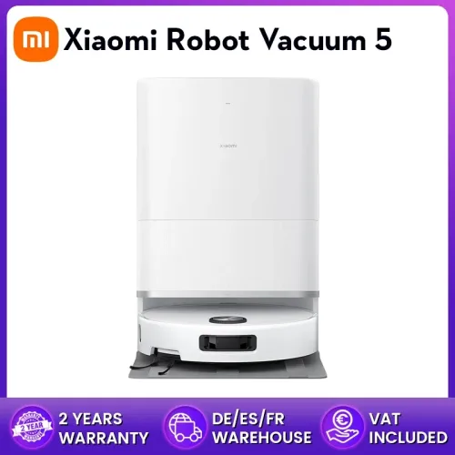 Xiaomi, Globale Version Xiaomi Robot Vacuum 5 (X20+ Upgrade) mit intelligenter Sprachsteuerung, App-Steuerung, 20000Pa stärkster Xiaomi-Saugkraft, intelligentem Reinigungspfad, erweiterbarem Doppelroboterarm