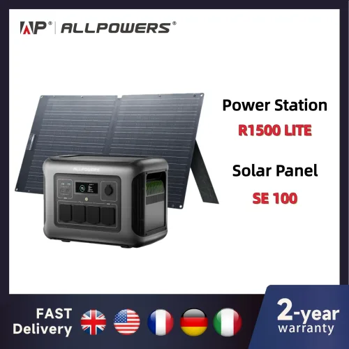 ALLPOWERS, ALLPOWERS R1500 LITE Tragbares Kraftwerk 1056 Wh LiFePO4-Batterie 1600 W (3200 W Spitze) Ausgang Solargenerator für Camping, Wohnmobil