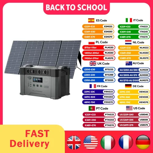 ALLPOWERS, ALLPOWERS S2000 PRO Solargenerator 2400W Batterieladegerät 110/230V Reine Sinuswelle AC-Steckdose & SE100 2×100W Tragbares Solarpanel