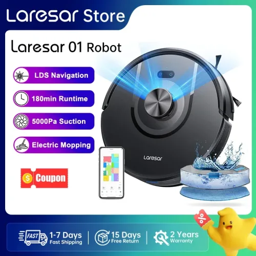 LARESAR, Laresar Mars01 Roboter-Staubsauger mit Wischfunktion, LDS Lidar-Navigation, 5000Pa, Intelligente Kartierung, Bodenreinigung für Zuhause, Teppich- und Tierhaarreinigung