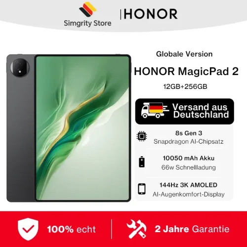 Honor, HONOR MagicPad 2, EU-Version Tablet, 10050mAh Akku, Android-Tablet, 12,3 Zoll OLED-Bildschirm, Snapdragon 8s Gen 3, 13MP Rückkamera