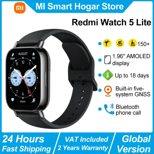 Xiaomi Redmi Watch 5 Lite Smartwatch, 1,96 Zoll AMOLED-Display, ganztägige Blutsauerstoff- und Herzfrequenzüberwachung, Bluetooth-Telefonanrufe Smartwatch