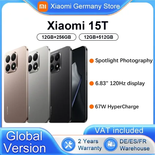 Xiaomi, Global Version Xiaomi 15T 12GB 256GB Mobile Phones Leica Triple Camera AI Ecosystem Creativity Assistant Immersive 6.83" Display
