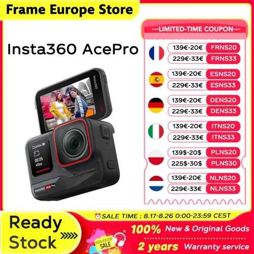 INSTA360, EU-Lagerbestand Insta360 Ace Pro Action-Kamera mit Leica 1/1.3 " Sensor, 2,4 " Flip-Touchdisplay, 8K HDR, magnetischer Halterung, Schutzgehäuse Ace Pro
