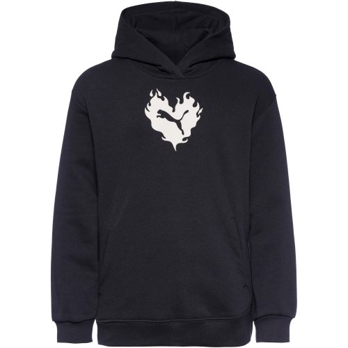 Puma, PUMA Kapuzensweatshirt "FLAMING LOVE HOODIE TR G", für Jugendliche, mit auffälligem Brustprint, mit Kängurutasche