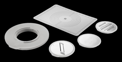 Zwilling, Zwilling Reibeaufsatz "Fresh & Save BOWLS - Zubehör-Set, Accessoire-Set, 5-teilig" Spritzschutz, 3 Reibeaufsätze, backofenfeste Anti-Rutsch-Silikonmatte