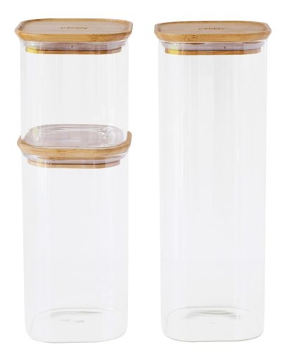 undefined, Pebbly 3er Set Vorratsglas mit Bambusdeckel 0.8, 1.4, 2.2 l