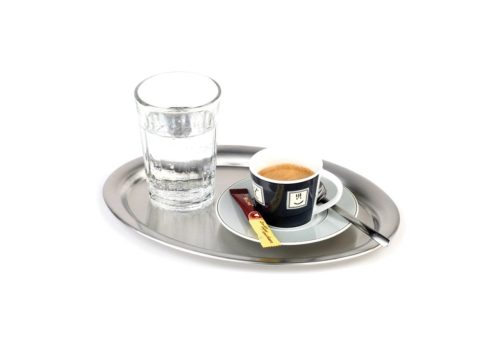Aps, APS Serviertablett KAFFEEHAUS, Edelstahl, oval, matt; 20x14x1 cm (LxBxH); silber; oval