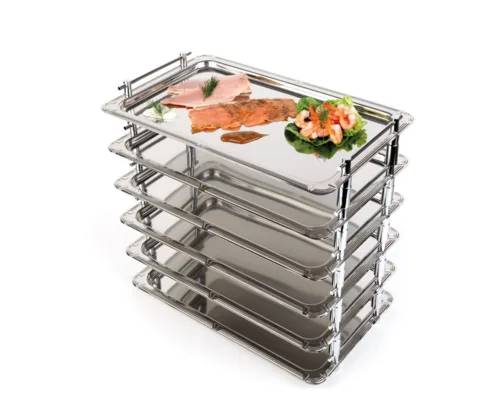 Aps, APS GN 1/1 System-Tablett 53 x 32,5 cm, Nutzhöhe 4 cm; 53x32.5x5.5 cm (LxBxH); silber; rechteckig
