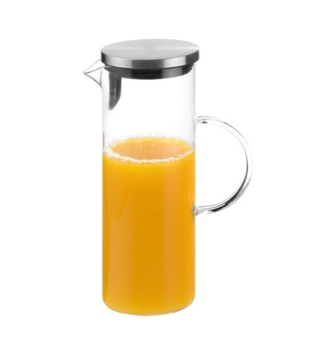 Aps, APS Saft-/Wasserkanne; 1500 ml, 16x10x9.5x27 cm (LxBxØxH); silber/transparent; rund