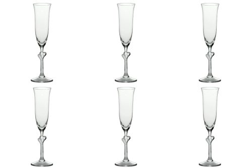 LIVIQUE, Champagnergläser-Set L'Amour Transparent/Rot Glas 24.2 cm 6.7 cm - Farbe: Transparent/Weinrot - Champagnergläser-Set