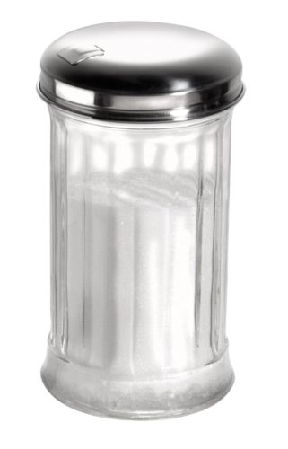 Aps, APS Zuckerdosierer mit Dosierklappe; 320 ml, 7.5x13.5 cm (ØxH); silber/transparent; rund