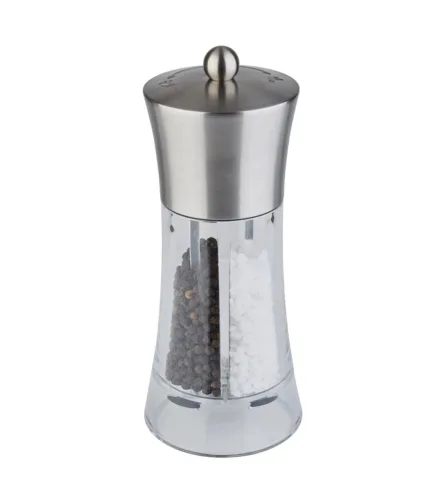 Aps, APS Salz- und Pfeffermühle 2 in 1; 7.5x19 cm (ØxH); silber/transparent