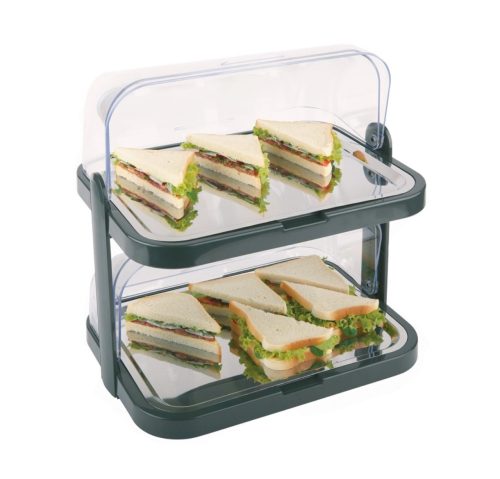 Aps, APS Buffet-Vitrine Doppeldecker; 44x32x44 cm (LxBxH); schwarz/transparent; rechteckig