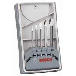 Bosch Accessories 2608587169 Glas- und Fliesenbohrer 5teilig 4 mm, 5 mm, 6 mm, 8 mm, 10 mm Zylinderschaft 1 Set
