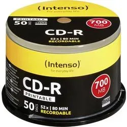 Intenso, INTENSO CD-R Cake Box 80MIN/700MB 1801125 52x Printable 50 Pcs