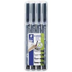 STAEDTLER, STAEDTLER Lumocolor Folienstift Faserschreiber Schwarz 4 Stück
