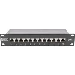 Digitus DN-91612S 12 Port Netzwerk-Patchpanel 254 mm (10) CAT 6 1 HE Mehrfarbig Bestückt