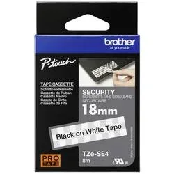 PTOUCH, PTOUCH Sicherheitsband schwarz/weiss TZe-SE4 zu PT-200,300,500 18mm