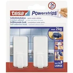 tesa, TESA Powerstrips Haken Classic 580100004 2 Haken/4 Strips Large