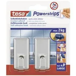 tesa, TESA Powerstrips Haken Classic 580510001 2 Haken/4 Strips Large
