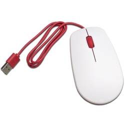 Raspberry Pi® Mouse Maus USB Optisch Weiß, Rot 3 Tasten USB-Anschluss