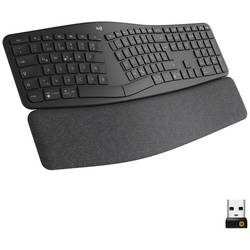 Logitech ERGO K860 Kabellos Tastatur Deutsch, QWERTZ Schwarz Geteilte Tastatur, Ergonomisch, Handballenauflage,