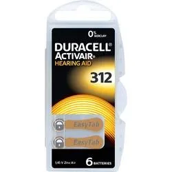 Duracell Hörgerätebatterie ZA312 1.45 V 6 St. 160 mAh Zink-Luft Activair 312