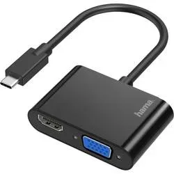 hama 00200313 Video-Adapter, 2in1, USB-C-Stecker - VGA & HDMI?-Buchse, Ultra-HD 4K