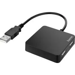 Hama, Hama USB Hub Entry Line USB Typ A Stecker, 4 x USB 2.0 Anschlüsse Schwarz
