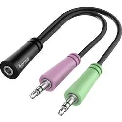 hama 00200351 Audio-Adapter, 2x 3pol. 3,5-mm-Klinke-Stecker - 4pol. 3,5-mm-Klinke-Headset