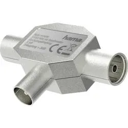 hama 00205237 Antennen-Verteiler, Koax-Stecker - 2 Koax-Kupplungen, Metall