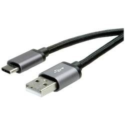 Roline, ROLINE USB-A-C, Datenkabel 11.02.9027 Black/Sil, ST/ST, USB 2.0 0.8m