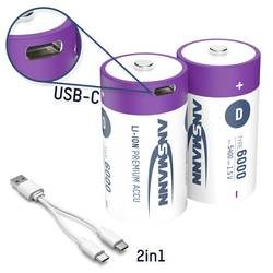 ANSMANN, Ansmann Li-Ion Akku Lr20 Usb-C 2 Stück