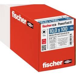 Fischer 566339 PowerFast II Tellerschrauben 10 mm 100 mm Innenvielzahn Stahl galvanisch verzinkt 50 St.