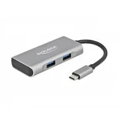 Delock 63260 USB-Hub 2+2 Port USB-A, USB-C® USB 3.2 Gen2 10 GBit/s mit USB-C® Stecker Grau 63260