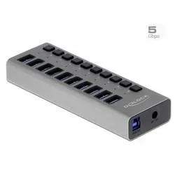 DeLock - 63670 Schnittstellen-Hub USB 3.2 Gen 1 (3.1 Gen 1) Type-B 5000 Mbit/s Grau
