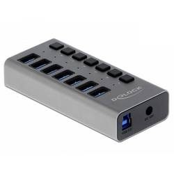 DeLock - 63669 Schnittstellen-Hub USB 3.2 Gen 1 (3.1 Gen 1) Type-B 5000 Mbit/s Grau