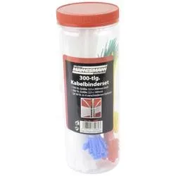Brüder Mannesmann M13051 Kabelbinder 100 mm, 200 mm Weiß, Rot, Grün, Gelb, Blau 300 St.