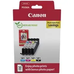 Canon, Canon -  Tinte 2106C006 CLI-581 Multipack + Papier, One Size