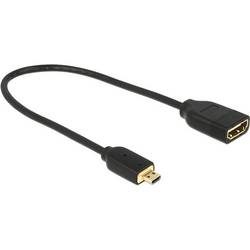 Delock HDMI Anschlusskabel HDMI-A Buchse, HDMI-Micro-D Stecker 0.23 m Schwarz 65687 vergoldete Steckkontakte, 4K UHD