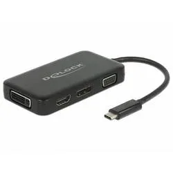 DeLock - multiadapter usb-c - dp/dvi-d/hdmi/vga, Schwarz