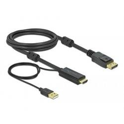DeLock - Kabel HDMI – Displayport, HDMI/USB 2.0 - DisplayPort, Schwarz, One Size