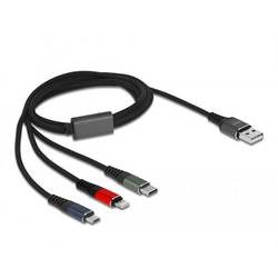 Delock USB-Kabel USB 2.0 USB-A Stecker, USB-Micro-B Stecker, Apple Lightning Stecker, USB-C® 1.00 m Grün 87277