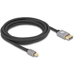 Delock DisplayPort / Mini-DisplayPort Anschlusskabel Mini DisplayPort Stecker, DisplayPort Stecker 3 m Grau 81093 8K