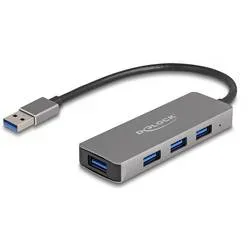Delock 63171 USB-Hub 4 Port USB-A USB 3.1 Gen1 5 GBit/s Grau 63171
