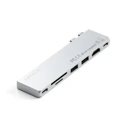 Satechi - Usb-c Hub, Dual USB-C Hub für M1/M2 MBP (ab 2021/MBP 2017-2020), Silber