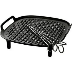 Philips Home HD9926/00 Grillkit 4 St. mit Grillspieß Schwarz, Metall