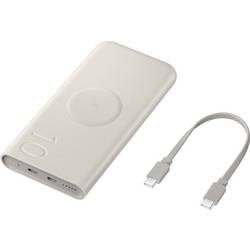 Samsung, Samsung Powerbank "Induktive Powerbank 10.000 mAh 25 Watt" Samsung Induktive Powerbank 10.000 mAh 25 Watt, beige 10.000 mAh 7,4 induktives Laden, PD, Super Fast Charging